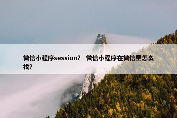 微信小程序session？ 微信小程序在微信里怎么找？
