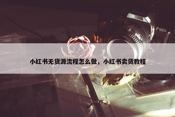 小红书无货源流程怎么做，小红书卖货教程