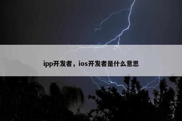 ipp开发者，ios开发者是什么意思