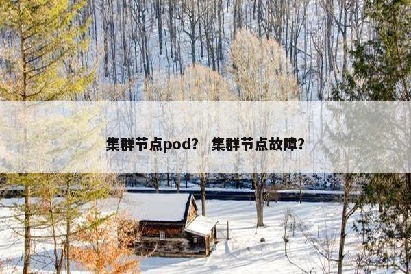 集群节点pod？ 集群节点故障？