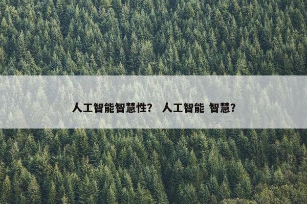 人工智能智慧性？ 人工智能 智慧？