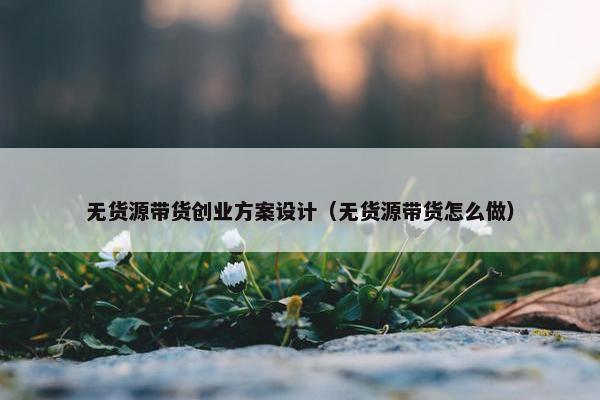 无货源带货创业方案设计（无货源带货怎么做）