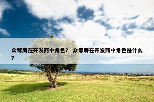 众筹房在开发商中角色？ 众筹房在开发商中角色是什么？