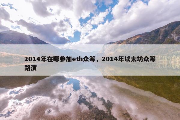 2014年在哪参加eth众筹，2014年以太坊众筹路演