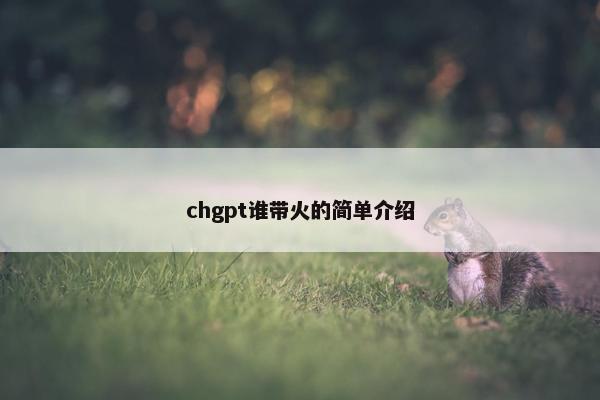 chgpt谁带火的简单介绍