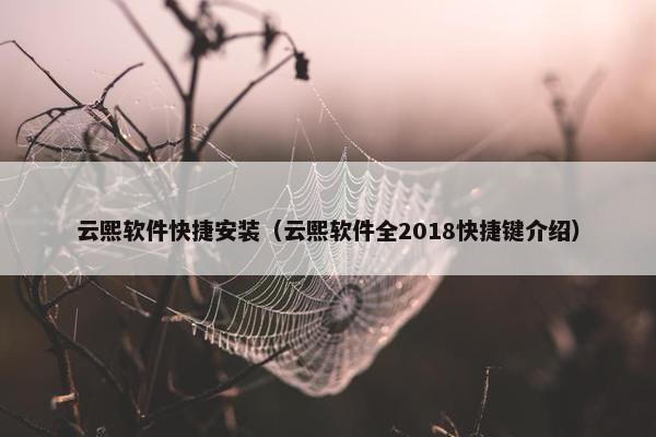 云熙软件快捷安装（云熙软件全2018快捷键介绍）