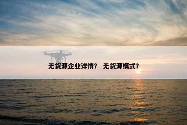 无货源企业详情？ 无货源模式？