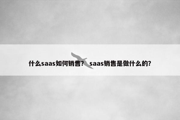 什么saas如何销售？ saas销售是做什么的？