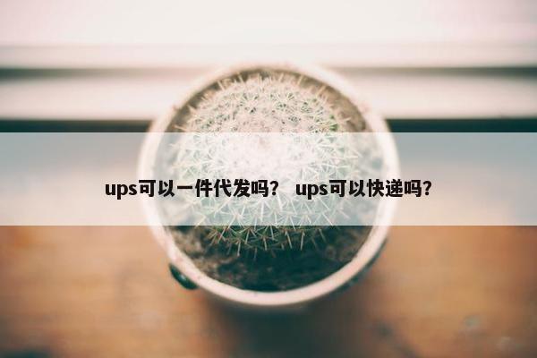 ups可以一件代发吗？ ups可以快递吗？
