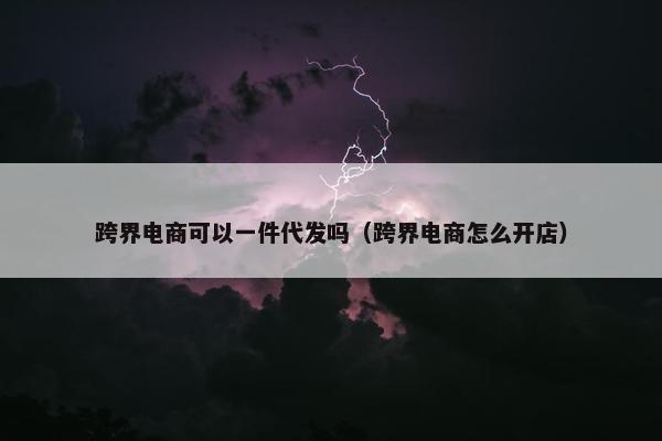 跨界电商可以一件代发吗（跨界电商怎么开店）