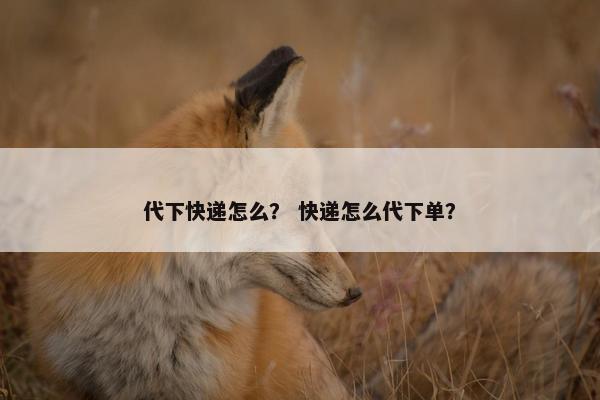 代下快递怎么？ 快递怎么代下单？