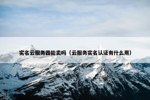 实名云服务器能卖吗（云服务实名认证有什么用）
