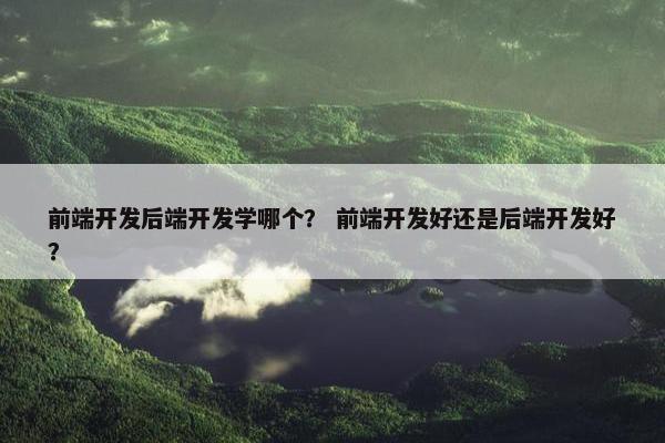 前端开发后端开发学哪个？ 前端开发好还是后端开发好？