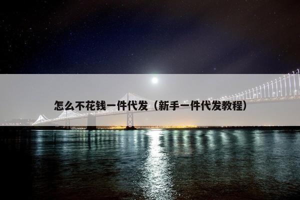 怎么不花钱一件代发（新手一件代发教程）