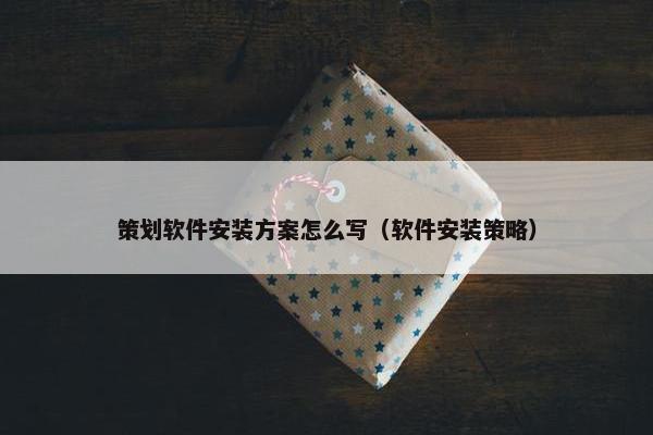 策划软件安装方案怎么写（软件安装策略）