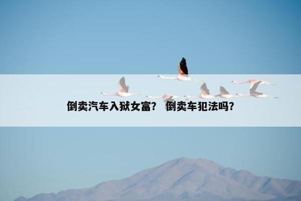 倒卖汽车入狱女富？ 倒卖车犯法吗？