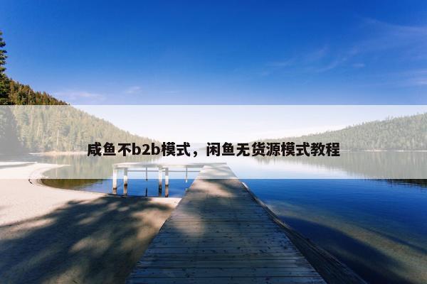 咸鱼不b2b模式，闲鱼无货源模式教程