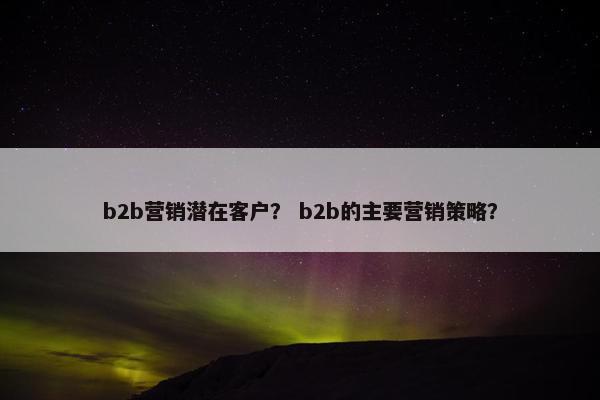 b2b营销潜在客户？ b2b的主要营销策略？