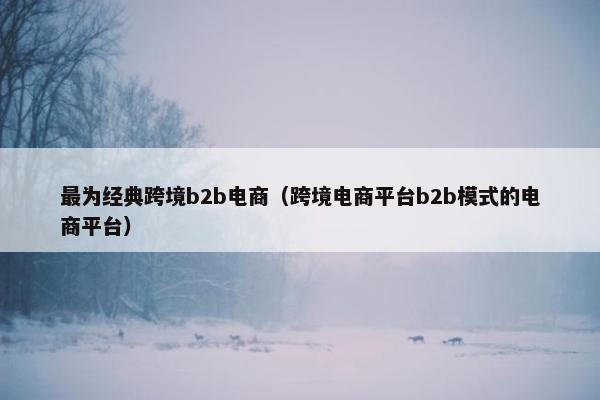 最为经典跨境b2b电商（跨境电商平台b2b模式的电商平台）