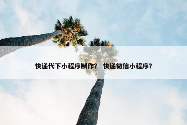 快递代下小程序制作？ 快递微信小程序？