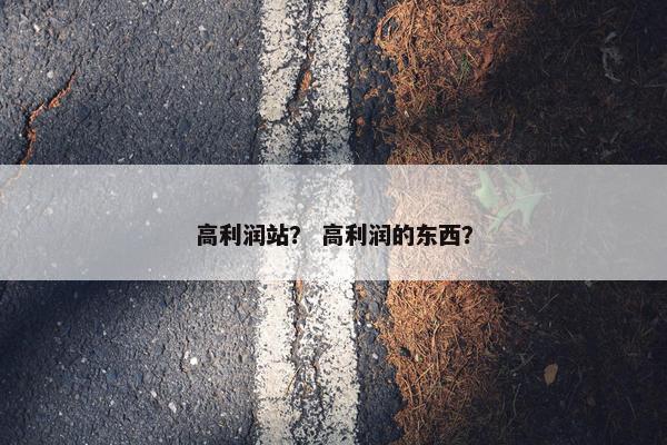 高利润站？ 高利润的东西？
