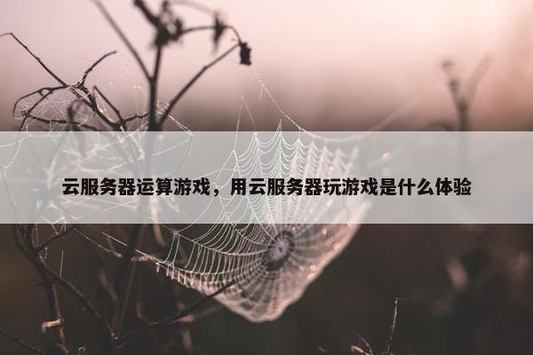 云服务器运算游戏，用云服务器玩游戏是什么体验