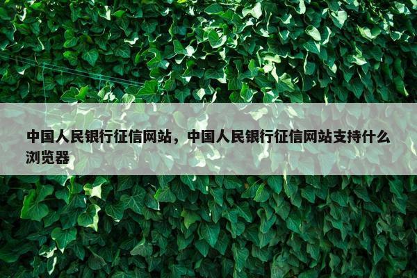 中国人民银行征信网站，中国人民银行征信网站支持什么浏览器