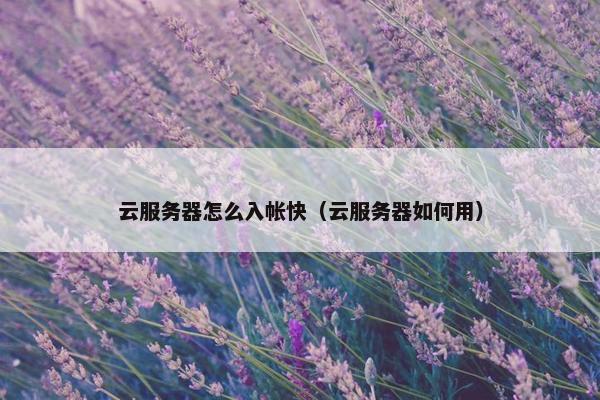 云服务器怎么入帐快（云服务器如何用）