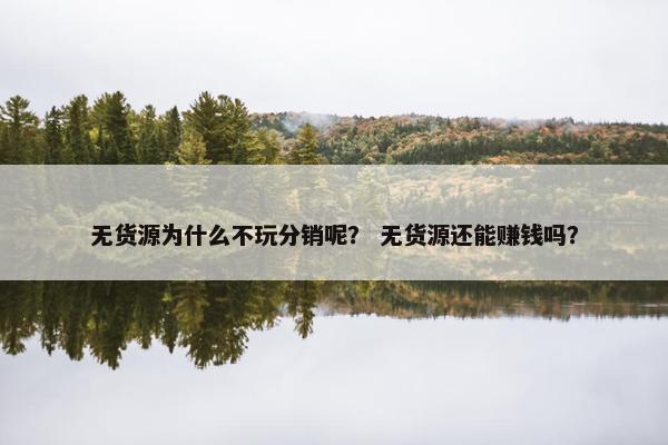 无货源为什么不玩分销呢？ 无货源还能赚钱吗？