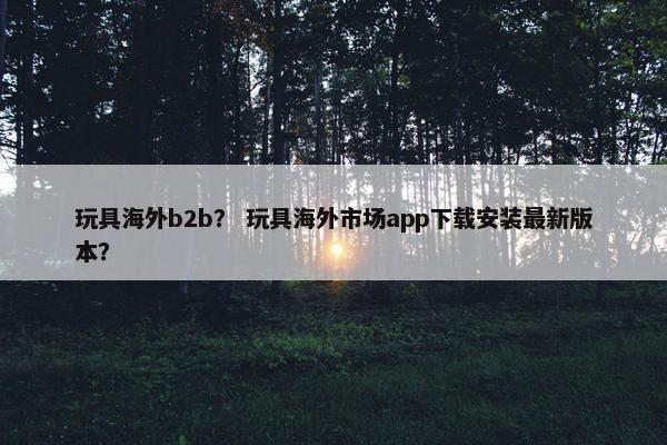 玩具海外b2b？ 玩具海外市场app下载安装最新版本？