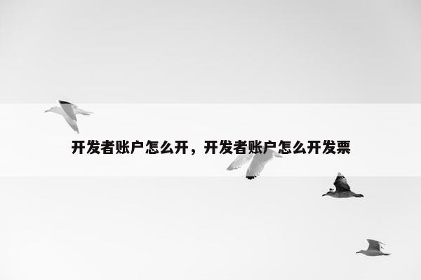 开发者账户怎么开，开发者账户怎么开发票
