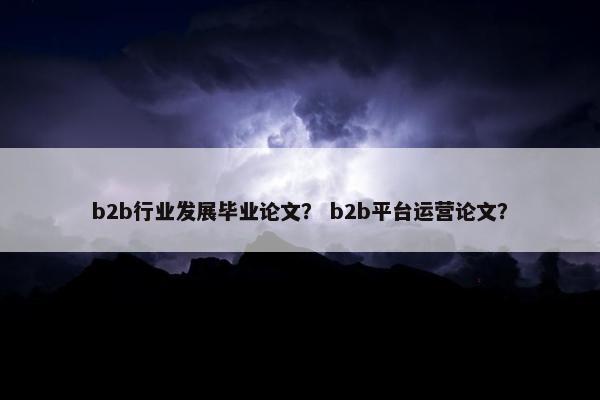 b2b行业发展毕业论文？ b2b平台运营论文？