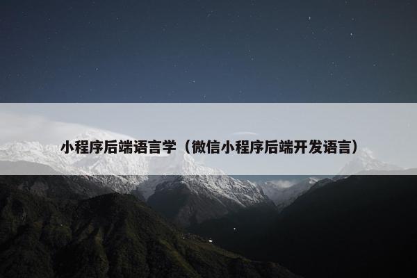 小程序后端语言学（微信小程序后端开发语言）