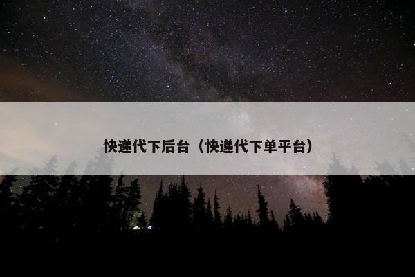 快递代下后台（快递代下单平台）