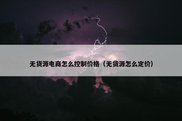 无货源电商怎么控制价格（无货源怎么定价）