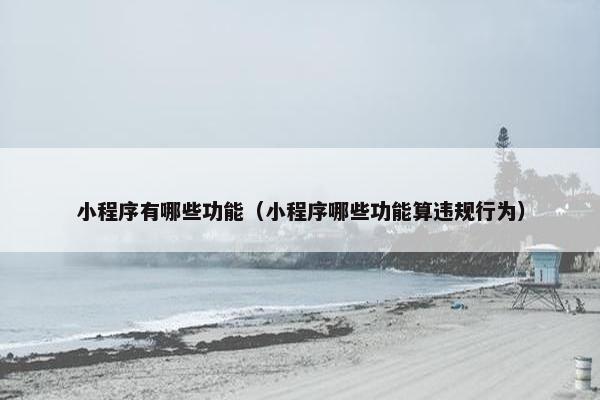 小程序有哪些功能（小程序哪些功能算违规行为）