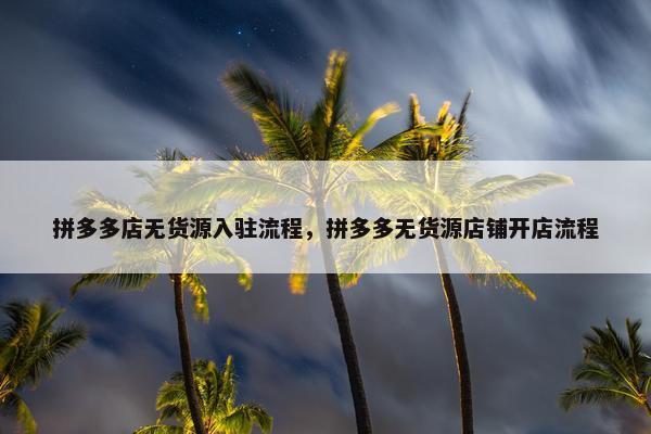 拼多多店无货源入驻流程，拼多多无货源店铺开店流程