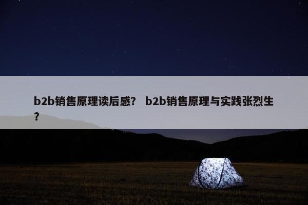 b2b销售原理读后感？ b2b销售原理与实践张烈生？