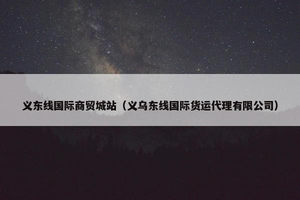 义东线国际商贸城站（义乌东线国际货运代理有限公司）