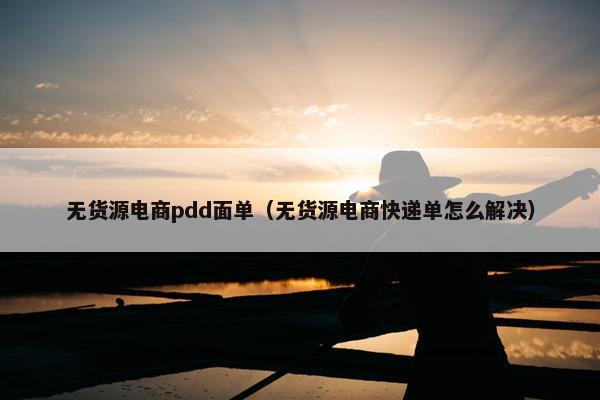 无货源电商pdd面单（无货源电商快递单怎么解决）
