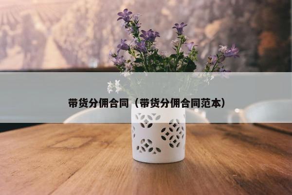 带货分佣合同（带货分佣合同范本）