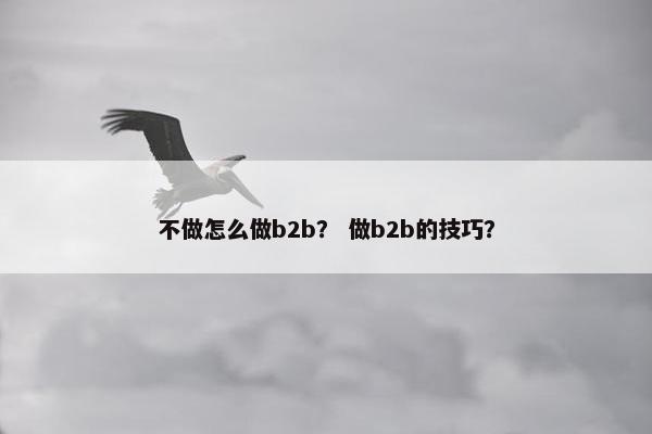 不做怎么做b2b？ 做b2b的技巧？
