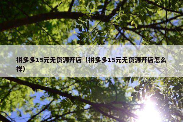 拼多多15元无货源开店（拼多多15元无货源开店怎么样）