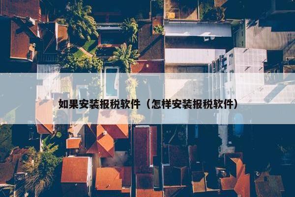 如果安装报税软件（怎样安装报税软件）