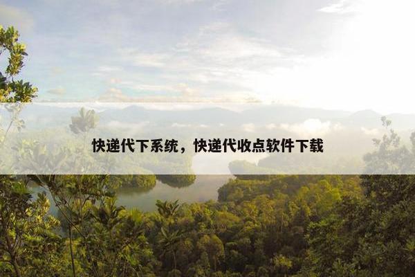快递代下系统，快递代收点软件下载
