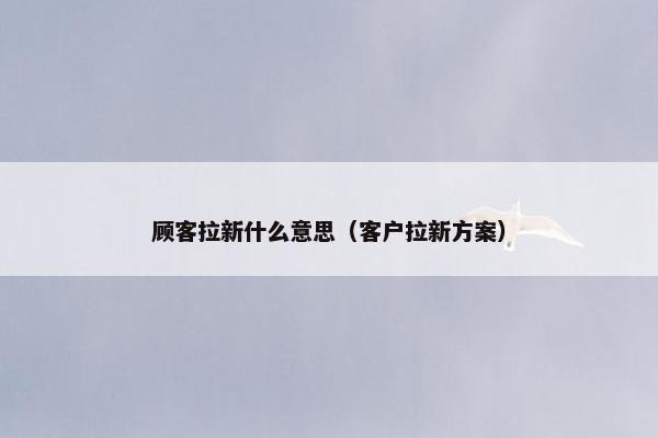 顾客拉新什么意思（客户拉新方案）