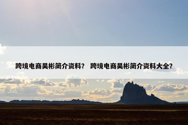跨境电商吴彬简介资料？ 跨境电商吴彬简介资料大全？