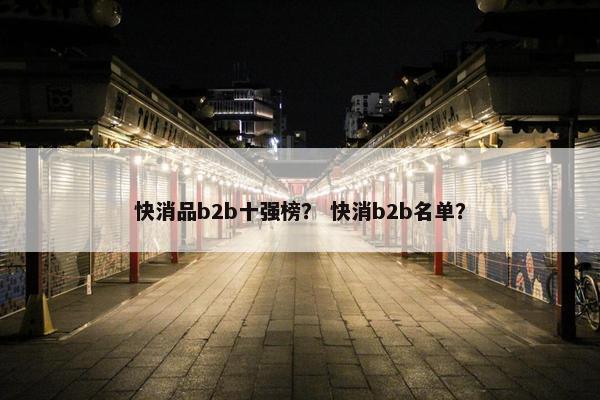 快消品b2b十强榜？ 快消b2b名单？