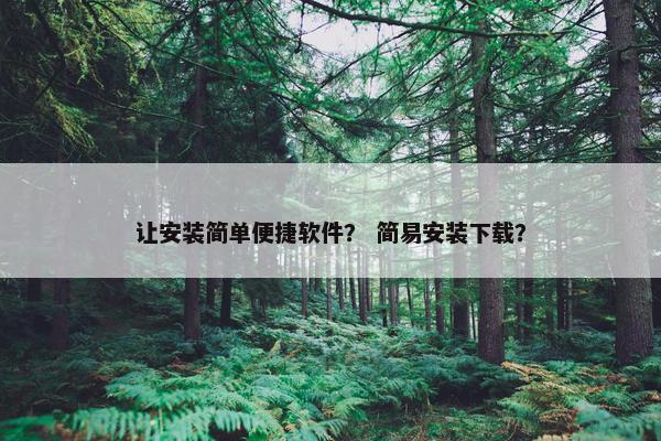 让安装简单便捷软件？ 简易安装下载？