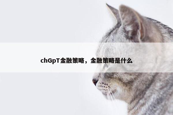 chGpT金融策略，金融策略是什么